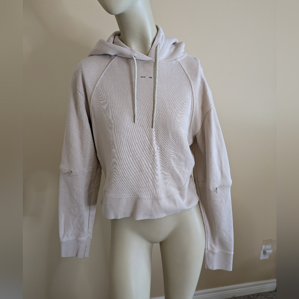 Heliot Emil Hoodie Sweatshirt Beige Zipper Sleeves Womens Small